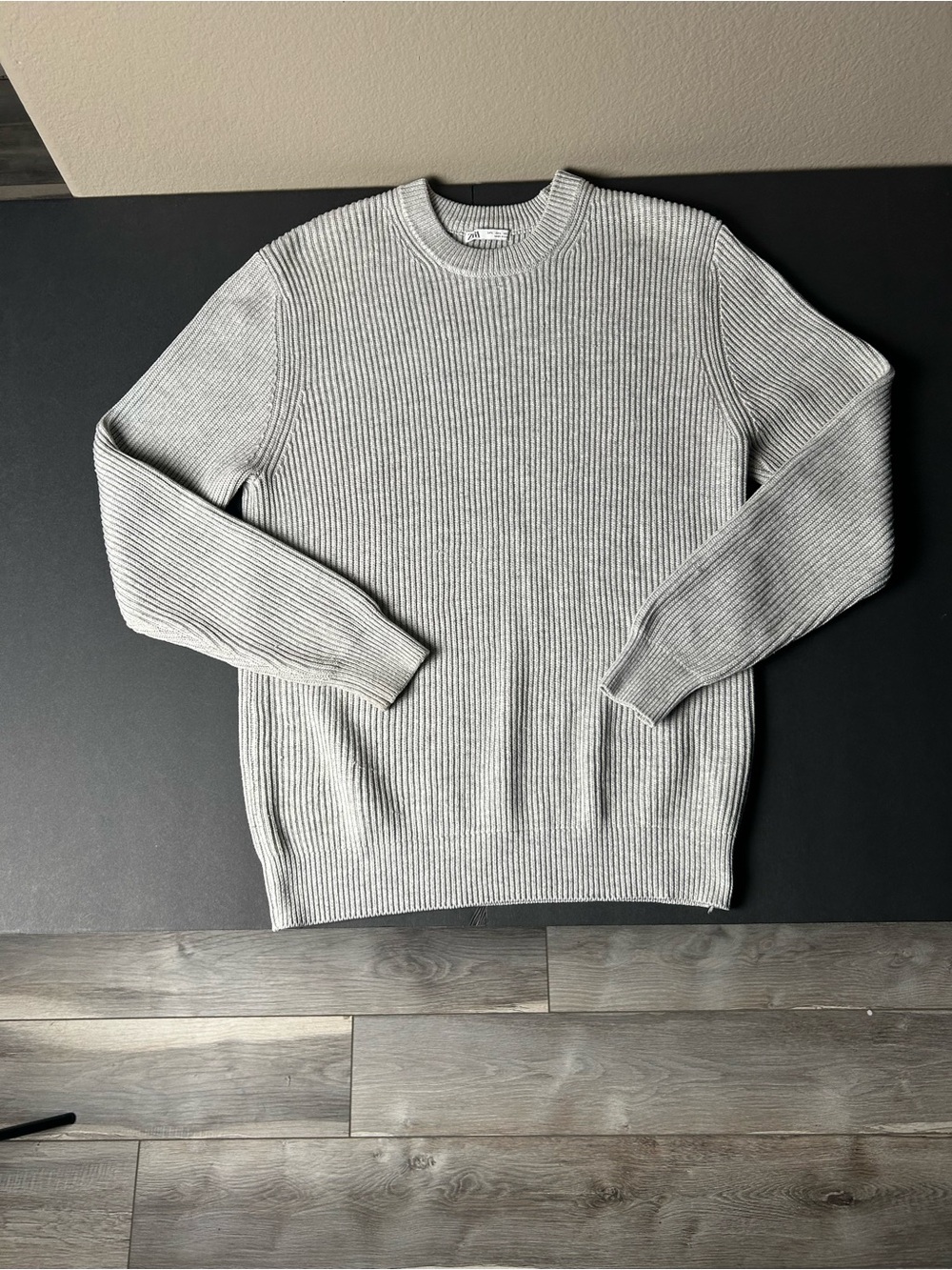 Zara Grey Crewneck Knit Sweater Men's Large